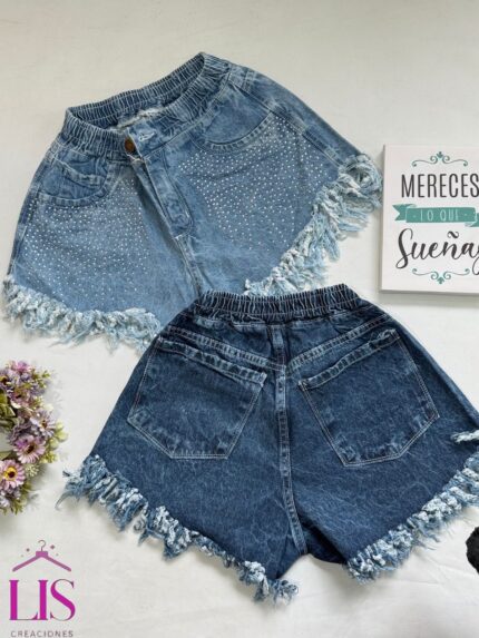 6 SHORT PLAYERO DAMA CON BRILLO