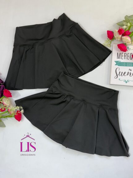 6 SHORT POLLERA LYCRA NEGRO