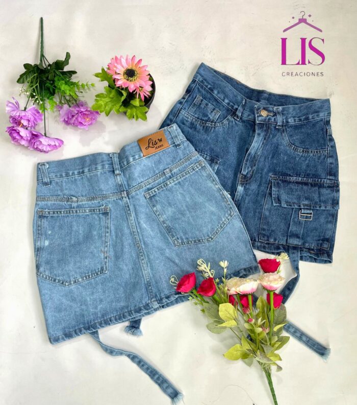6 POLLERA CARGO JEANS LINEA LIS - Imagen 1