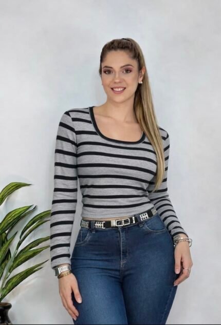 MANGA LARGA RAYADO DAMA