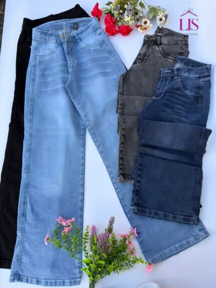 6 WIDE LEG LISO JEANS DAMA ELASTIZADO