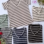 6 REMERA RAYADO CUELLO EN V