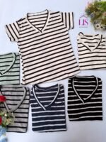 6 REMERA RAYADO CUELLO EN V