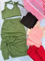 4 CONJUNTO POLLERA LISO LARGO DAMA